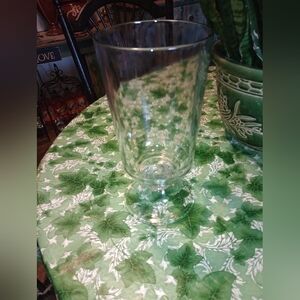 Elegant Vintage Clear Glass 12" Vase On A Pedestal